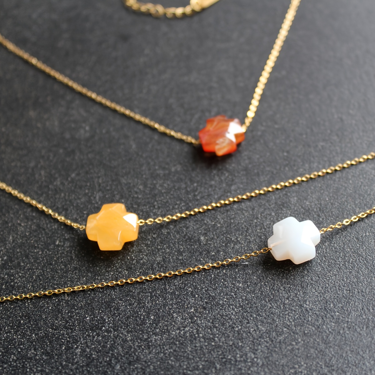 Women's Vintage Natural Agate Cross Necklace